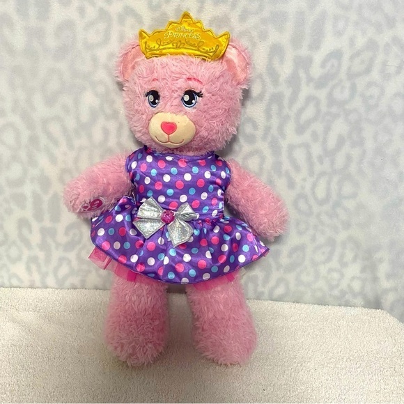 Build-A-Bear Disney Princess Sparkly Pink Bear Crown Plush 16”  Tutu Dress EUC - Picture 2 of 10